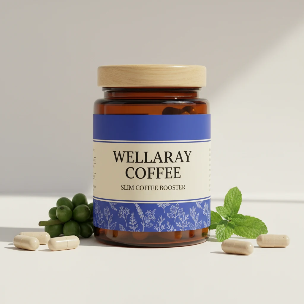 Wellaray Coffee Slim Coffee Booster Packung - Premium matte schwarze Faltschachtel mit 20 Sachets